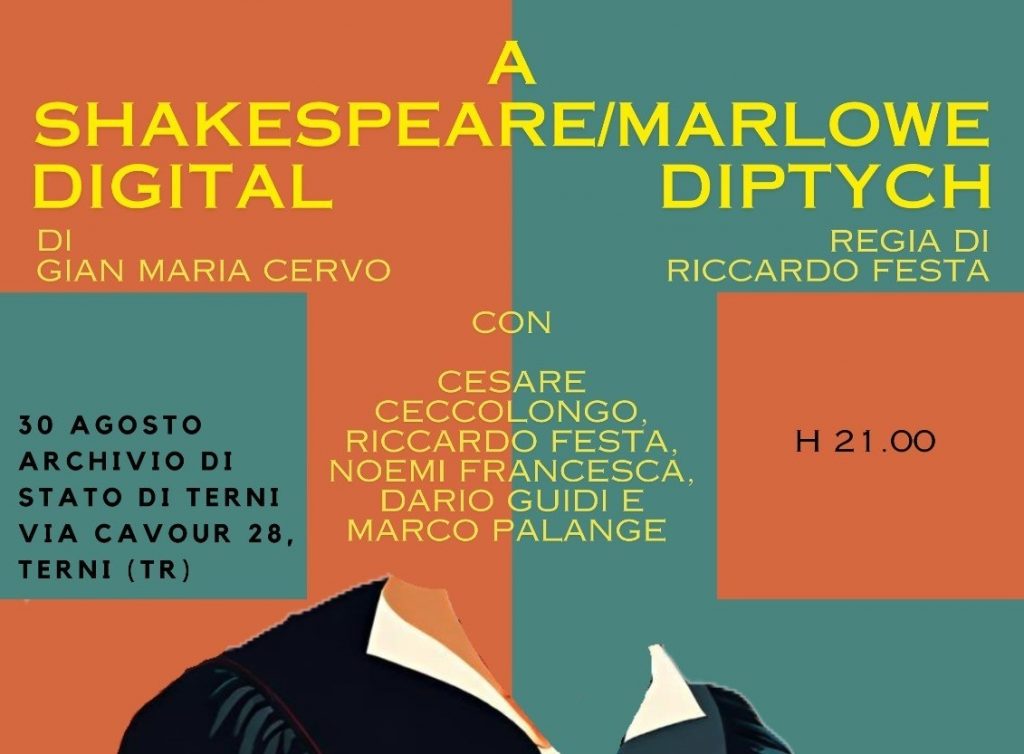 Spettacolo teatrale “A Shakespeare Marlowe Digital Diptych” Venerdì 30 agosto, ore 21.00 – Chiostro di Palazzo Mazzancolli