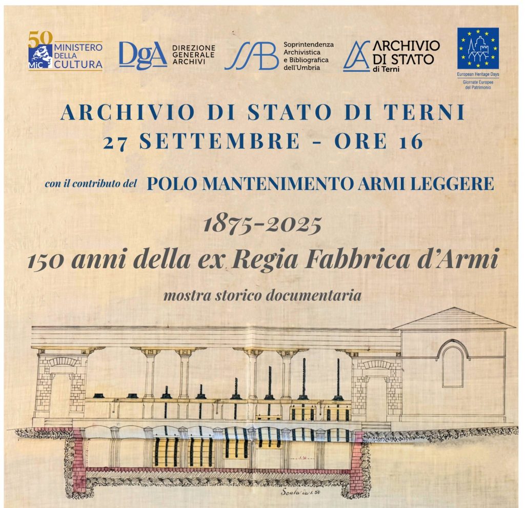 1875-2025 150 ANNI DELLA EX REGIA FABBRICA D’ARMI DI TERNI, sabato 27 settembre, ore 16:00