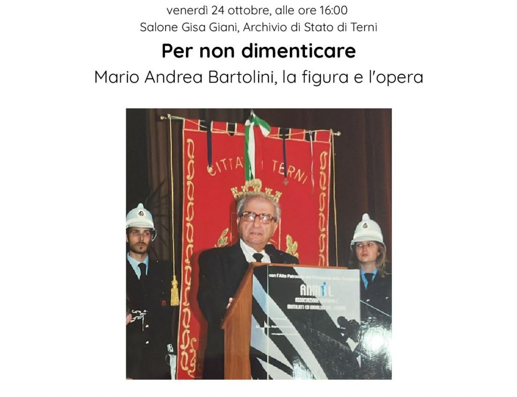MARIO ANDREA BARTOLINI, LA FIGURA E L’OPERA – venerdì 24 ottobre, ore 16:00